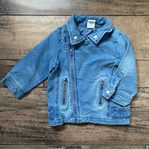 H&M jean moto jacket, Size 4-6m, runs large IMO
